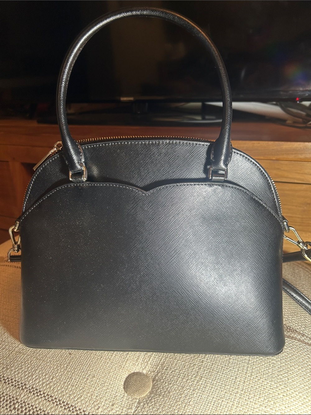 Kate Spade Black Structured Dome Satchel with Removable Strap, Like New - Picture 3 of 8